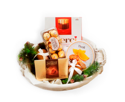 Christmas Box of chocolates and cookies. Shop in Ukrainian Marriage Agency.