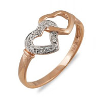 Ring with two hearts in golden color. Shop in Ukrainian Marriage Agency.