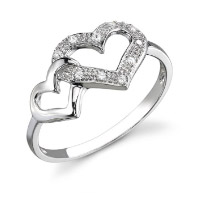 Ring with two hearts in white color. Shop in Ukrainian Marriage Agency.