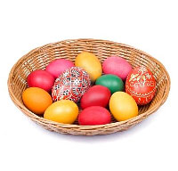 A basket of Easter eggs from Easter Rabbit. Shop in Ukrainian Marriage Agency.